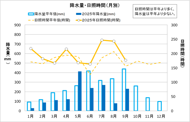 降水量・日照時間（月別）