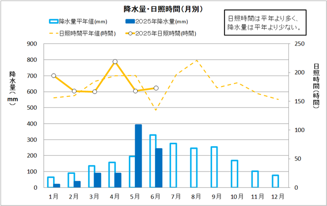 降水量・日照時間（月別）
