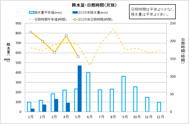 降水量・日照時間（月別）
