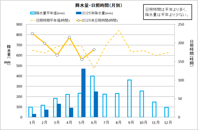降水量・日照時間（月別）