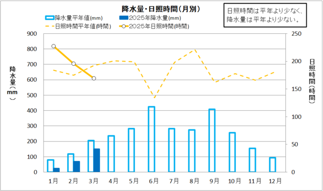 降水量・日照時間（月別）