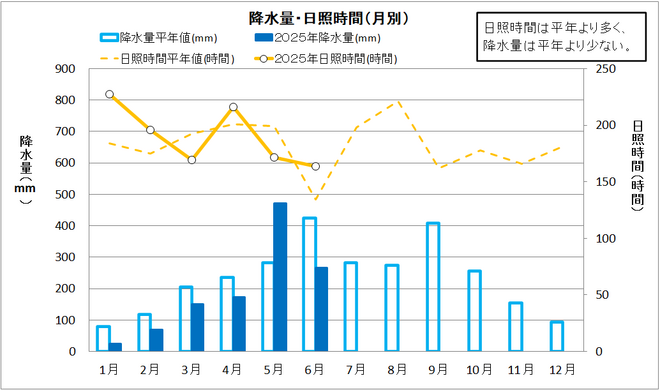 降水量・日照時間（月別）