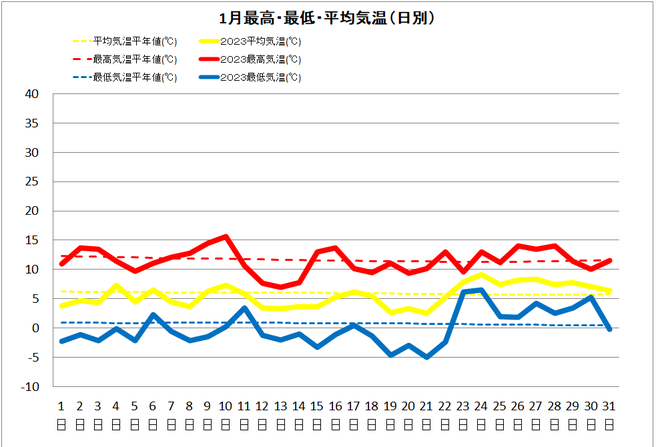 中村1月の気温